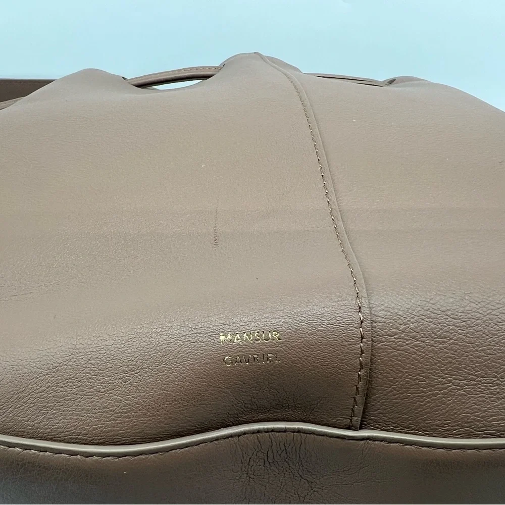 NWT MANSUR GAVRIEL Flores Biscotto Nude Leather Double Drawstring Shoulder Bag - Picture 12 of 16